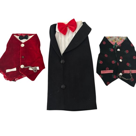 Vintage Handmade Fabric Wine Bottle Covers – Tuxedo, Vest, Bow Tie, Pocket Watch - Picture 5 of 7